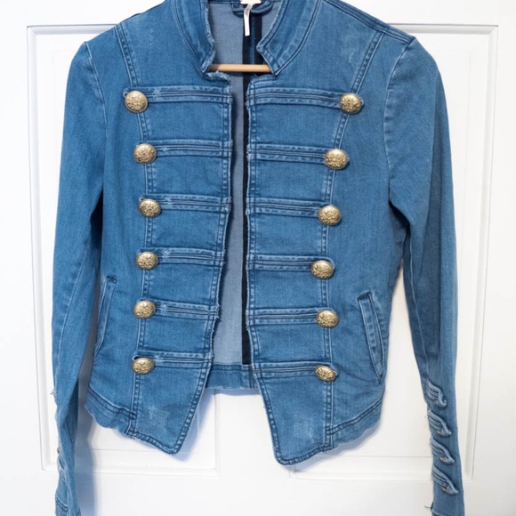 fitted military denim jacket
